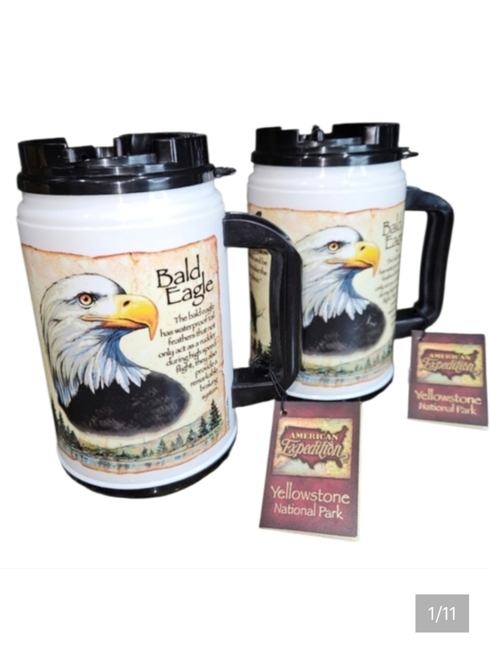 NWT Set Whirley Drunk Mugs Bald Eagle Yellowstone National Park Trucker Cups NEW